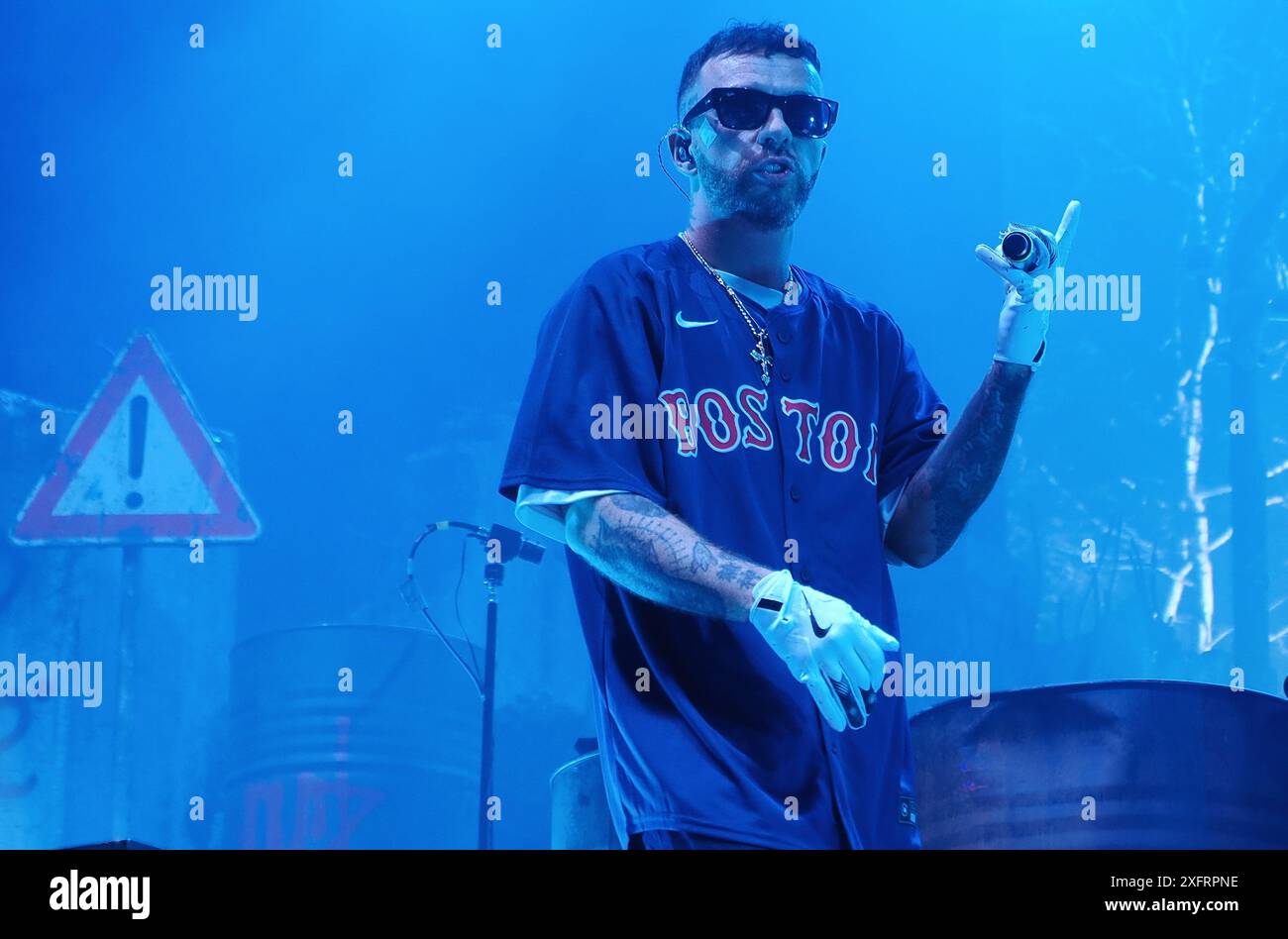 Italians rappers Salmo and Noyz Narcos on stage during the Hellrsaisers ...