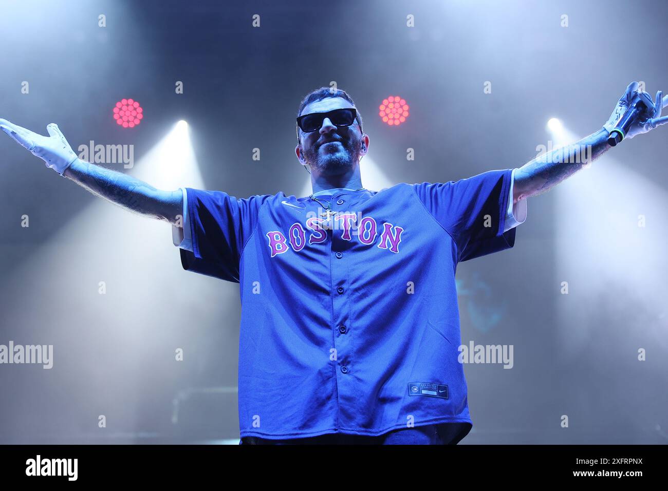 Italians rappers Salmo and Noyz Narcos on stage during the Hellrsaisers ...