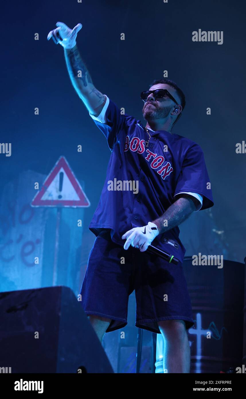 Italians rappers Salmo and Noyz Narcos on stage during the Hellrsaisers ...