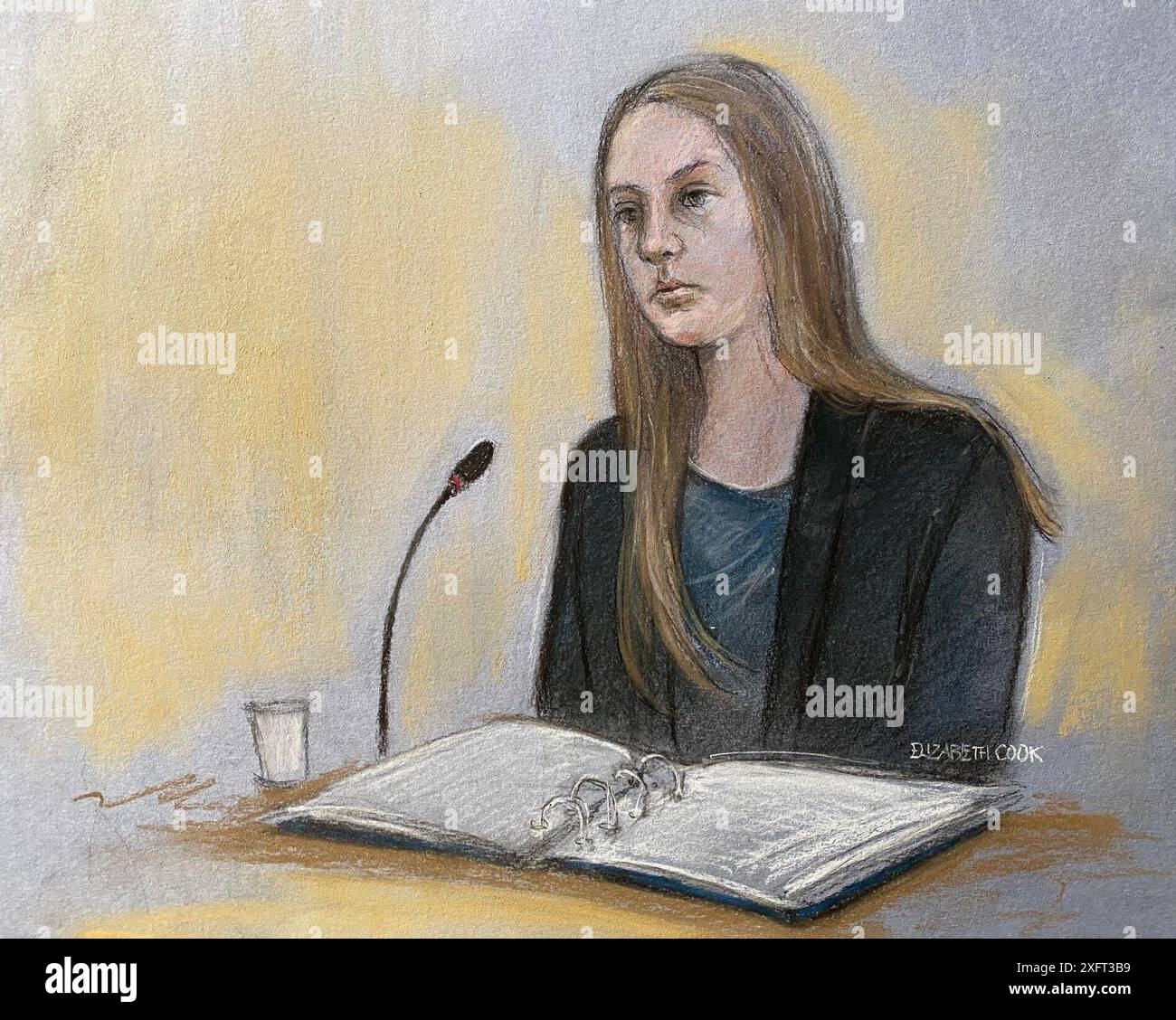 Court artist drawing by Elizabeth Cook dated 24/06/24 of Lucy Letby ...