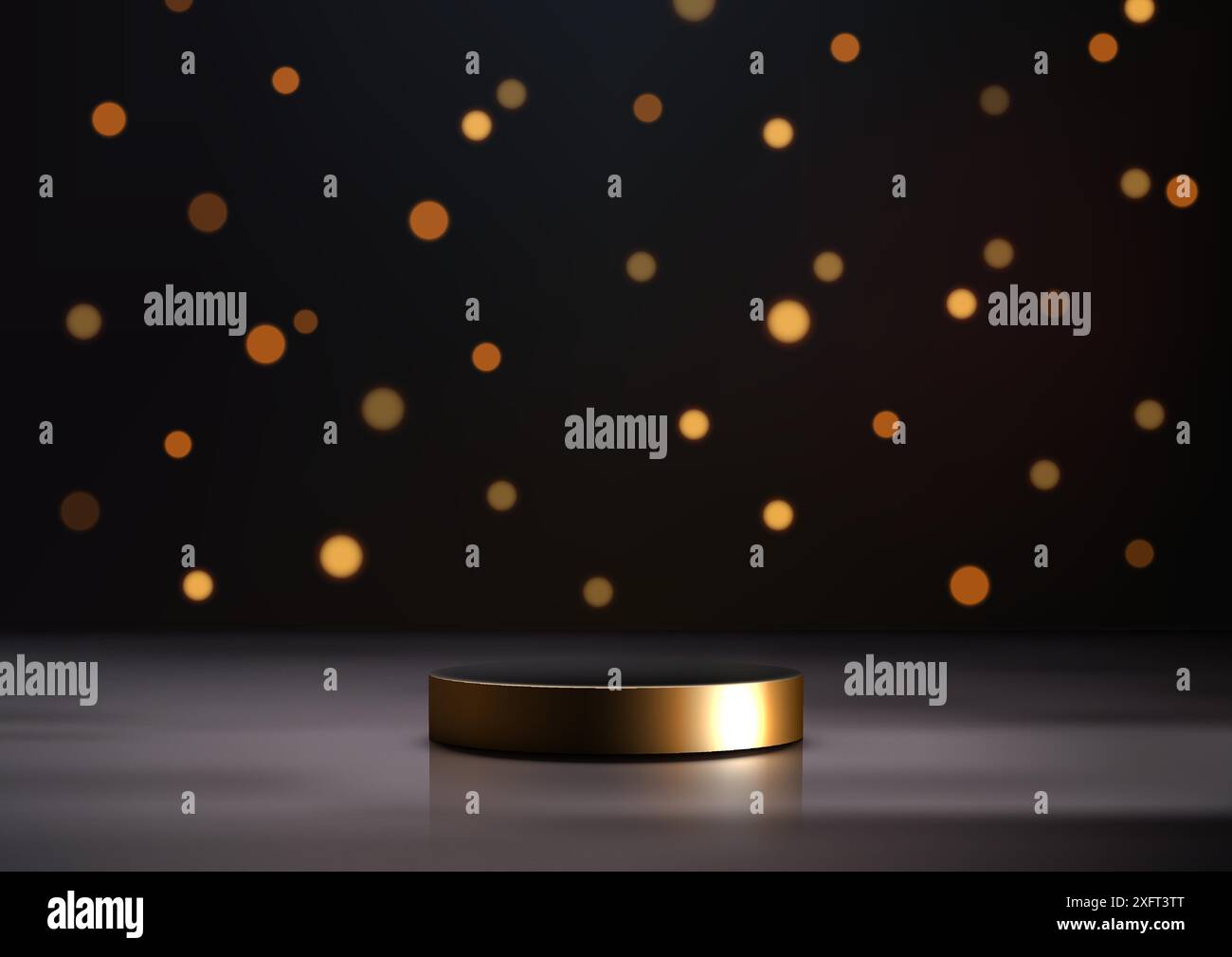 Luxury 3D Black and Gold Podium with Spotlight on Dark Background with ...