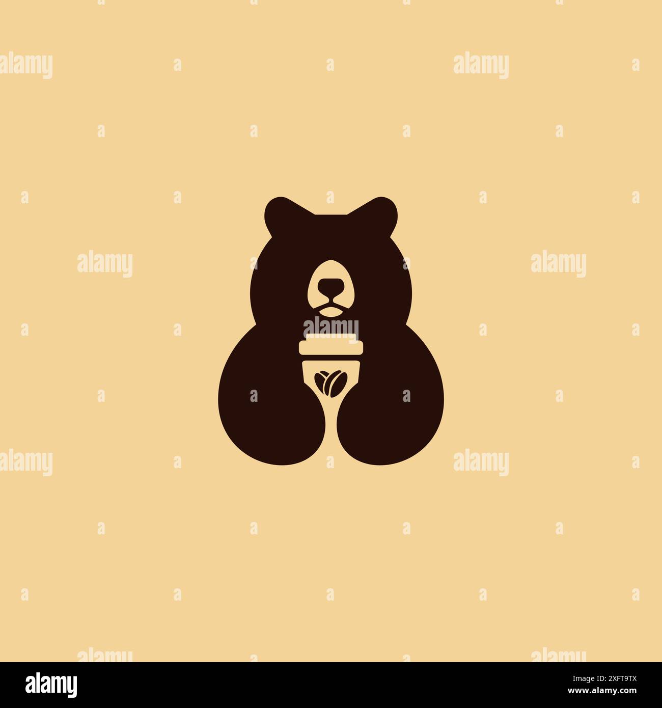 Bear Coffee Logo vector Illustration. Bear Drink Icon Stock Vector