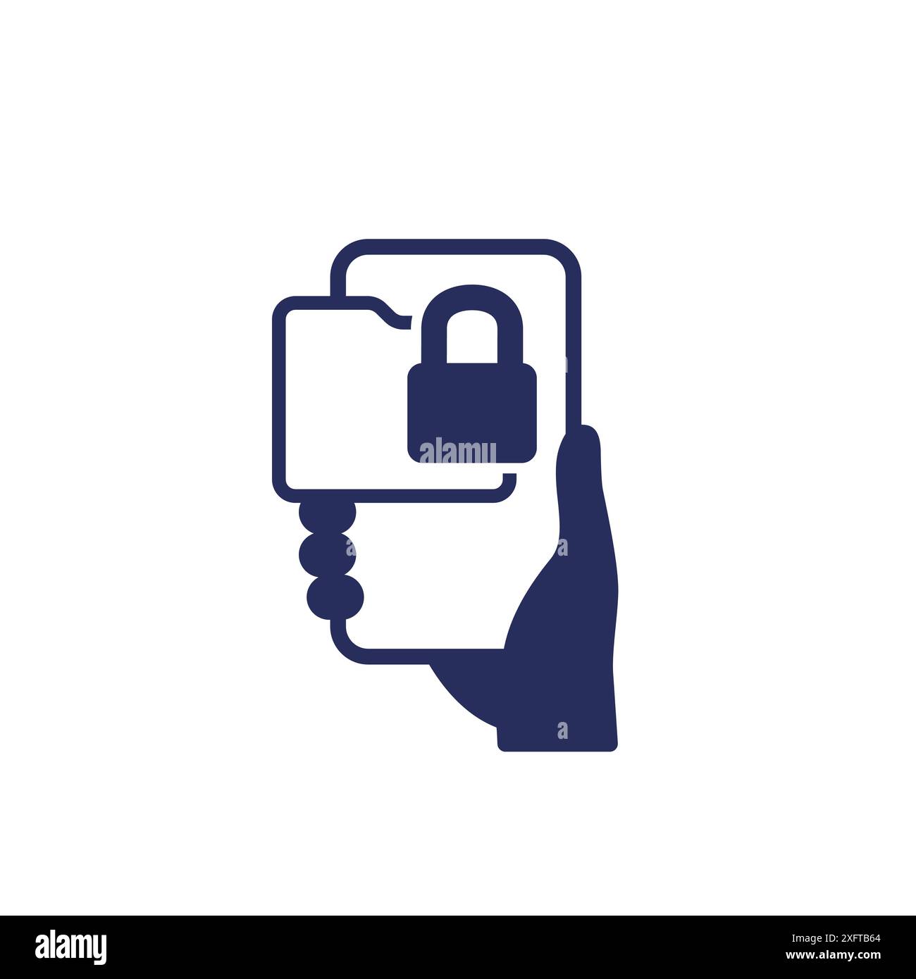 locked folder icon with smart phone in hand Stock Vector Image & Art ...