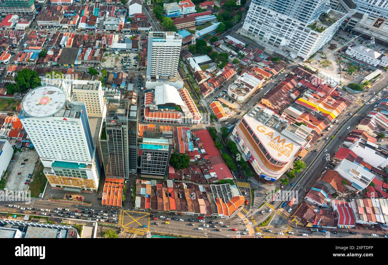 Penang Island,Malaysia-April 26 2023: Stunning view of downtown area of ...