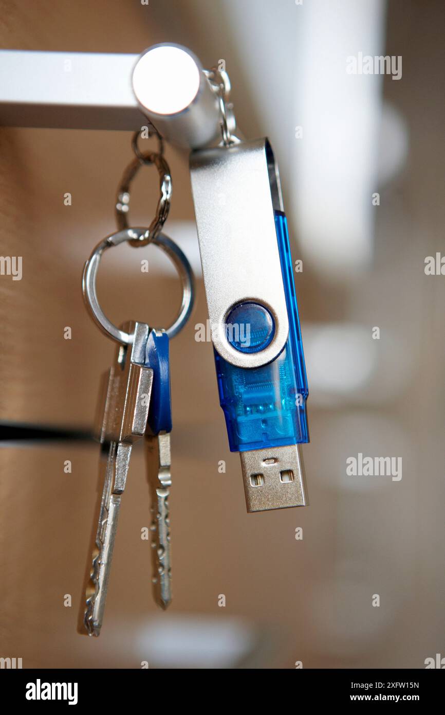Key ring with pendrive Stock Photo