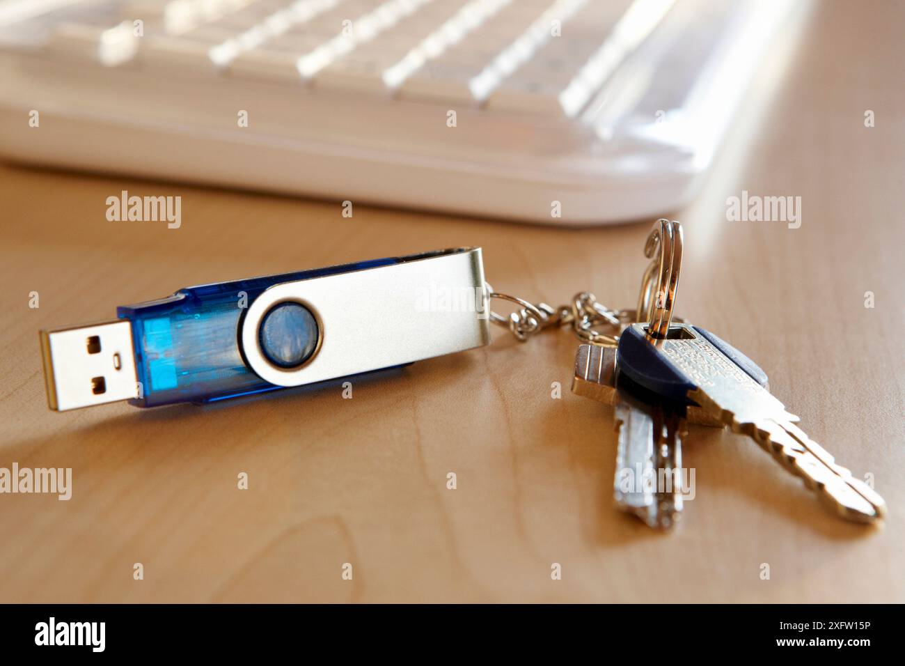 Key ring with pendrive Stock Photo