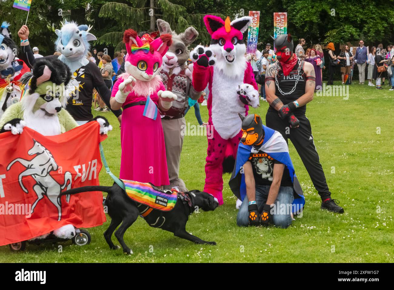 England, Kent, Canterbury, The Annual Canterbury Pride Parade, Colourful Participants Stock Photo