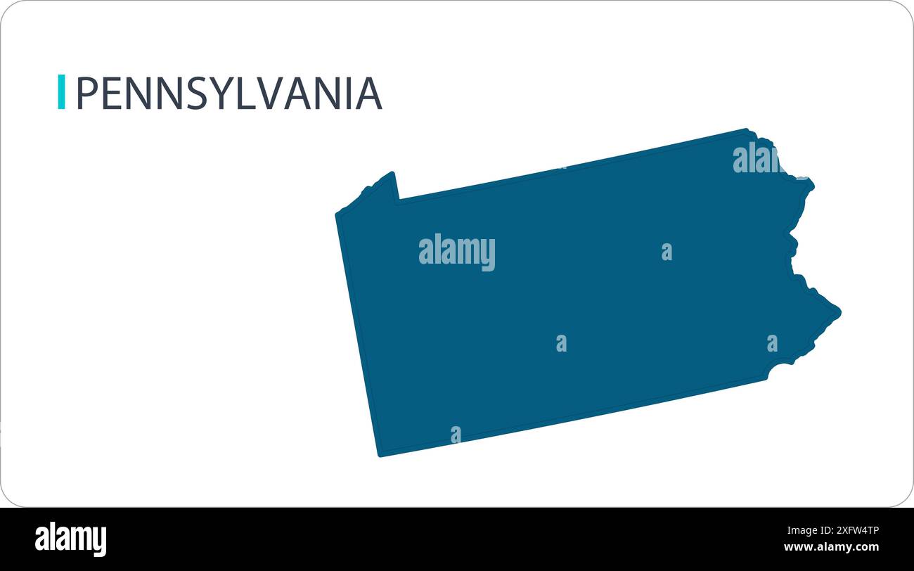 Map of PENNSYLVANIA1, North American, isolated map, showing its states ...