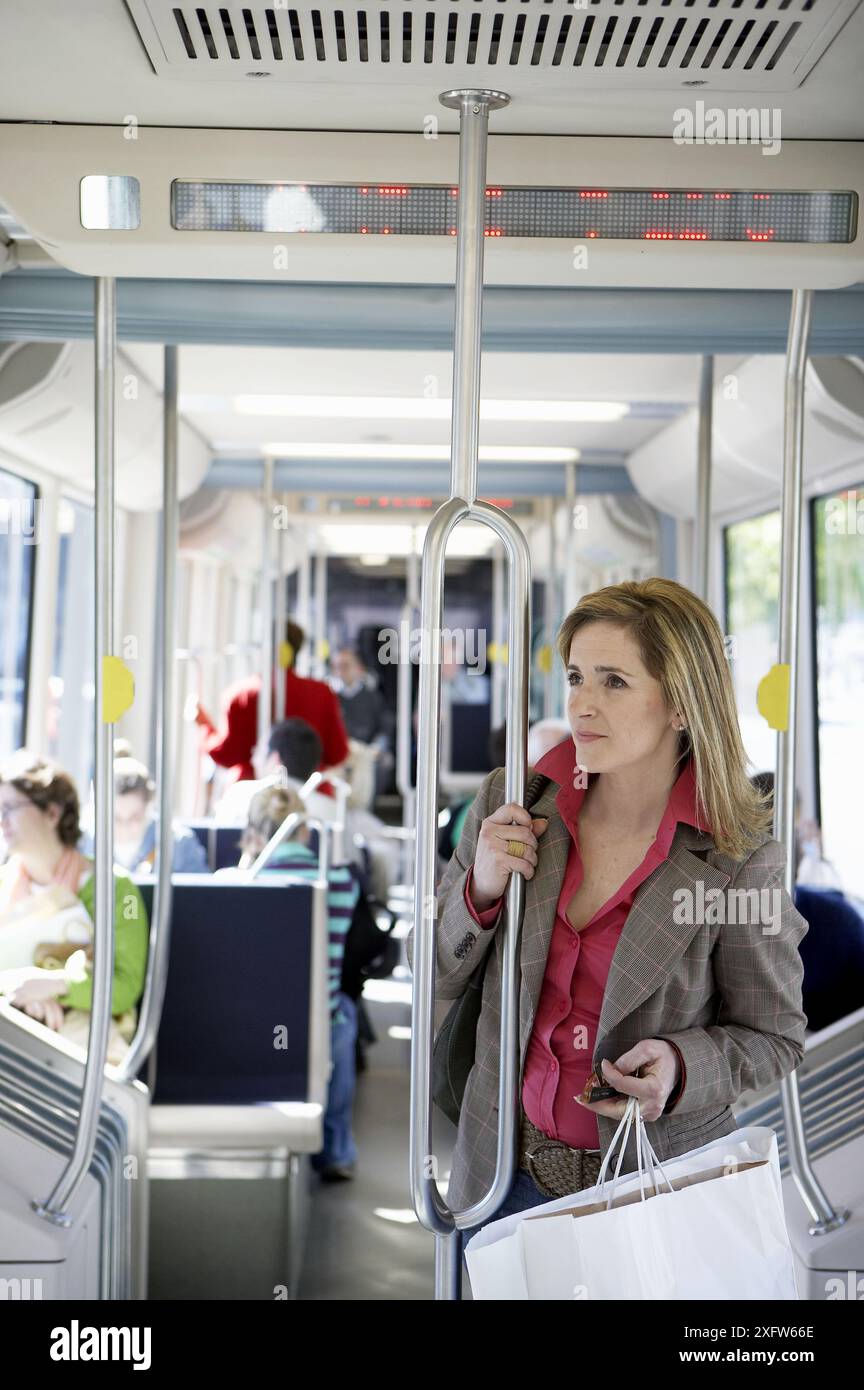 Commuters. Tramway. Bilbao, Bizkaia, Euskadi. Spain. Stock Photo