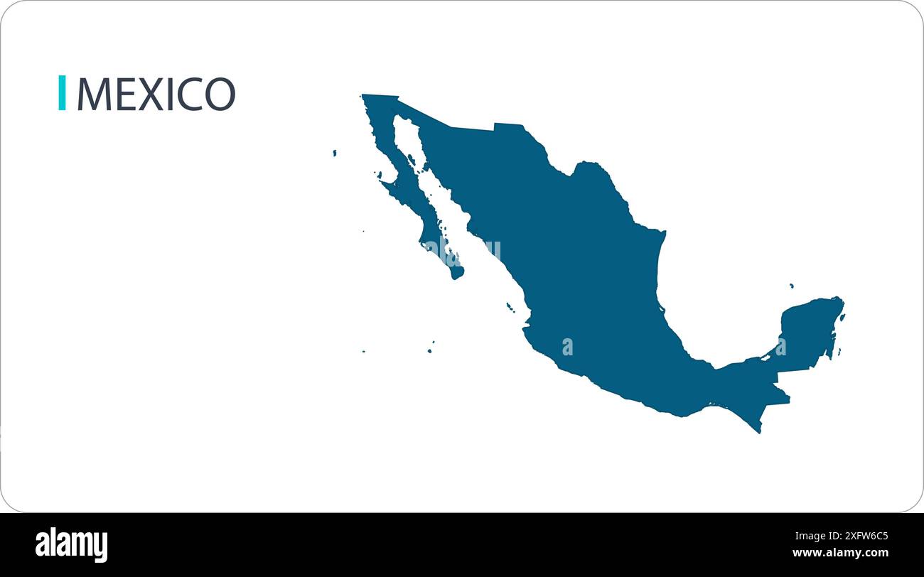 Map of MEXICO, North American, isolated map, showing its states and