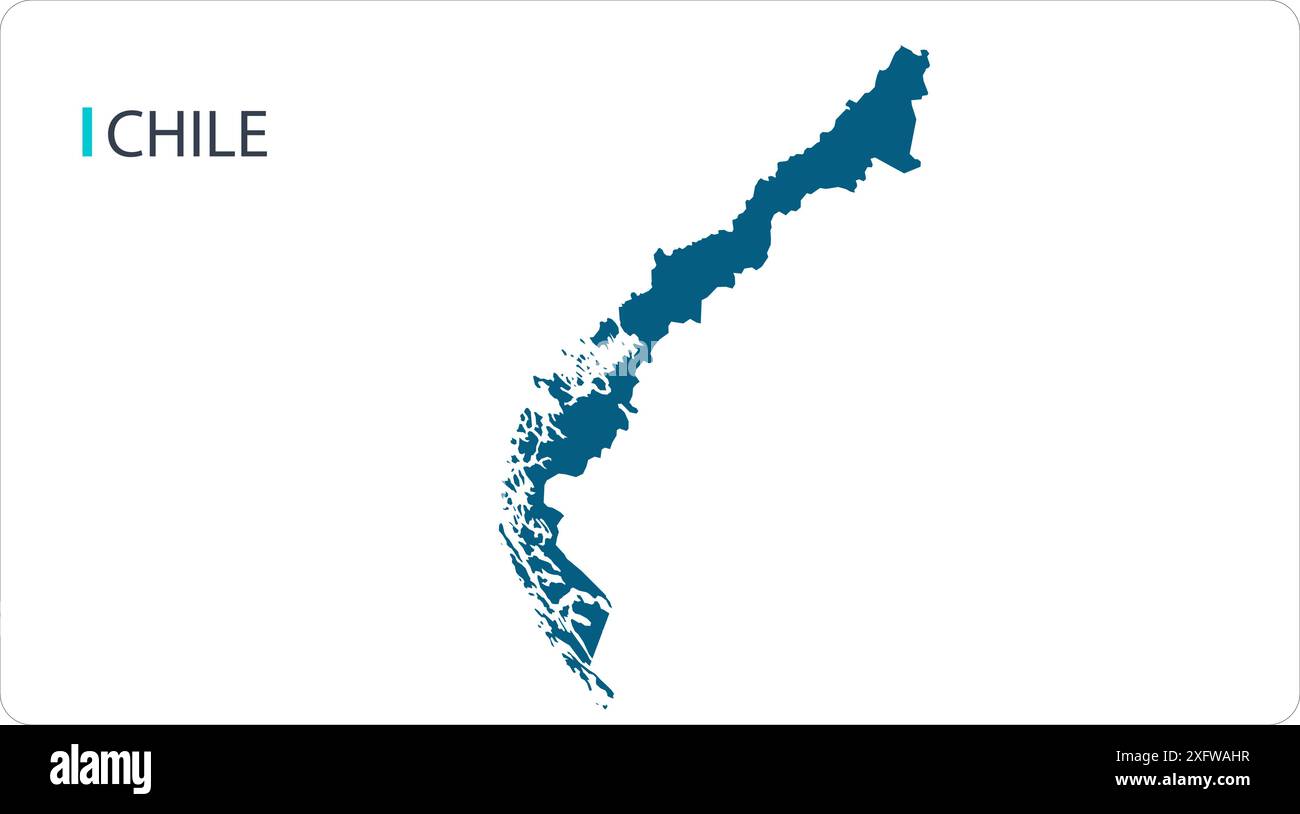 Map of CHILE, South America map, region of South America, showing its states and cities, with name, World map, Stock Vector