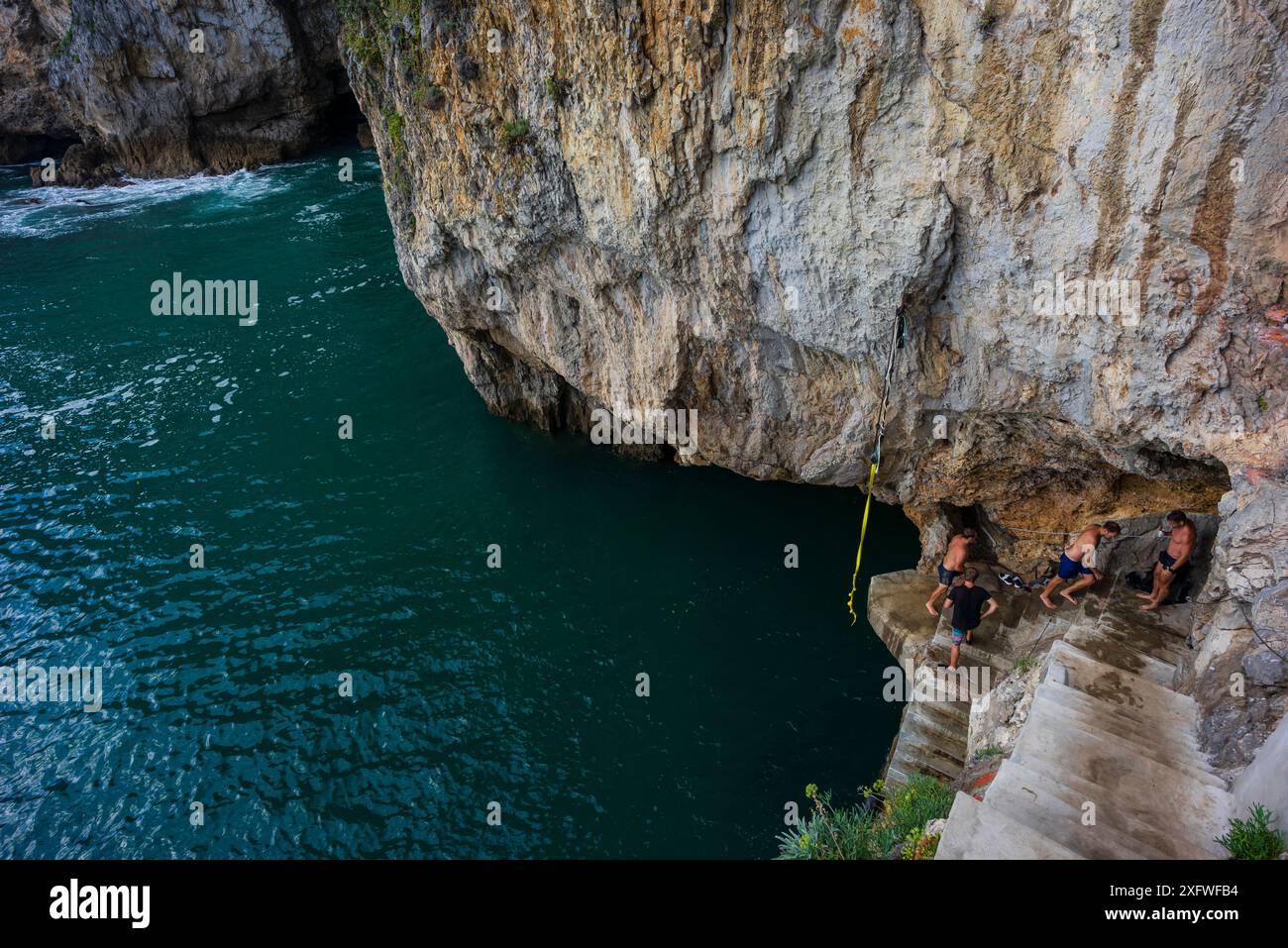 cliffs of Del Caballo lighthouse, Buciero mountain, Santoña, Cantabria, Spain. Stock Photo