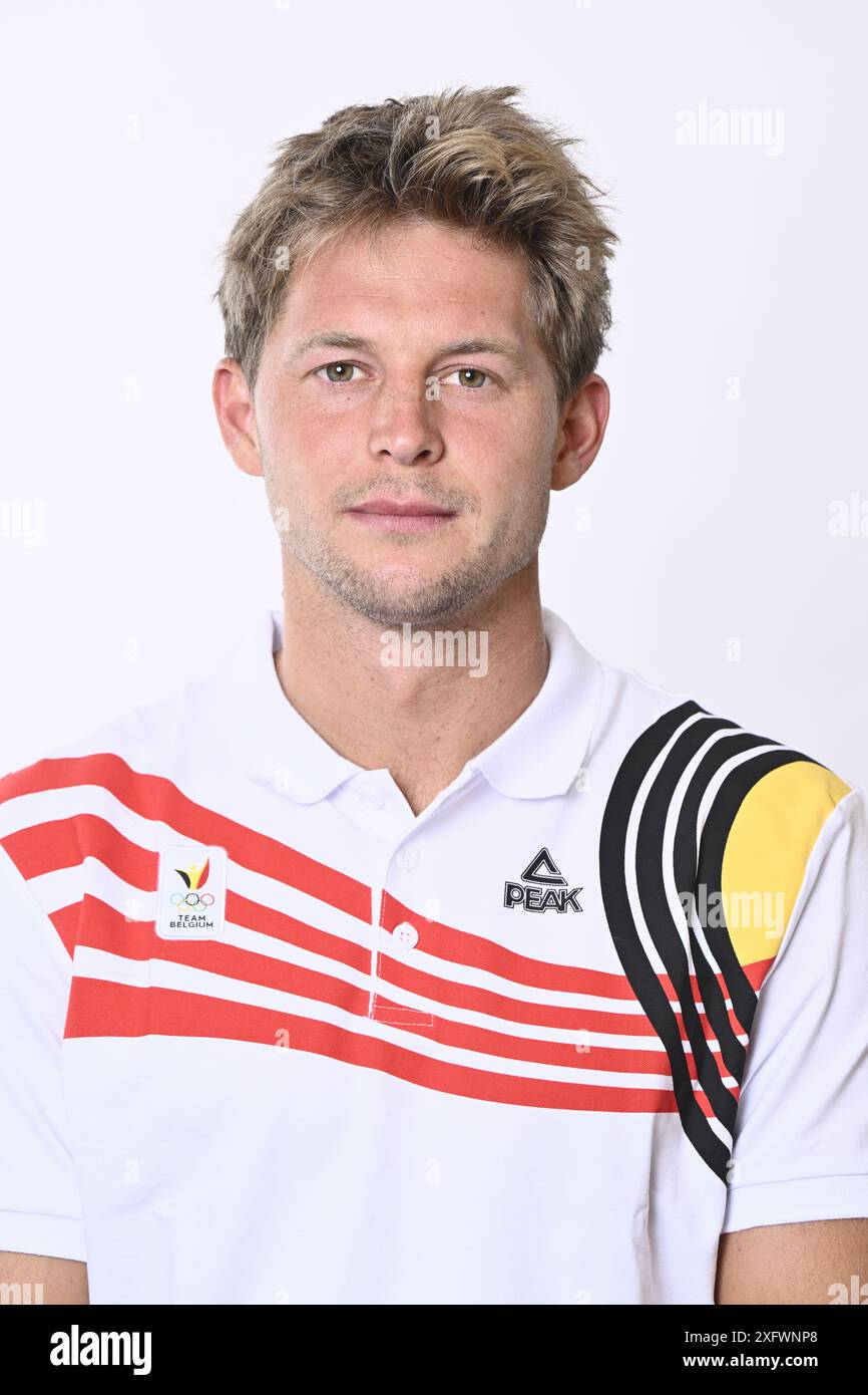 Brussels, Belgium. 04th July, 2024. Victor Wegnez poses for the photographer during a photoshoot for the Belgian Olympic Committee BOIC - COIB ahead of the Paris 2024 Olympic Games, in Brussels, Thursday 04 July 2024. BELGA PHOTO ERIC LALMAND Credit: Belga News Agency/Alamy Live News Stock Photo