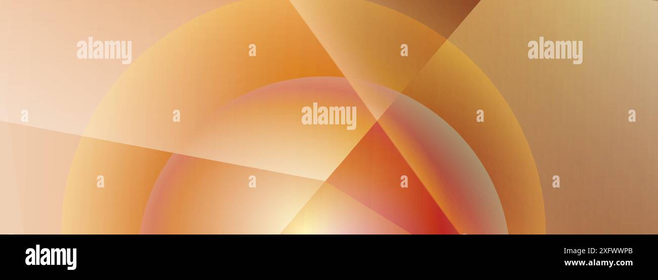 Abstract orange wide background with circles and geometric shapes ...