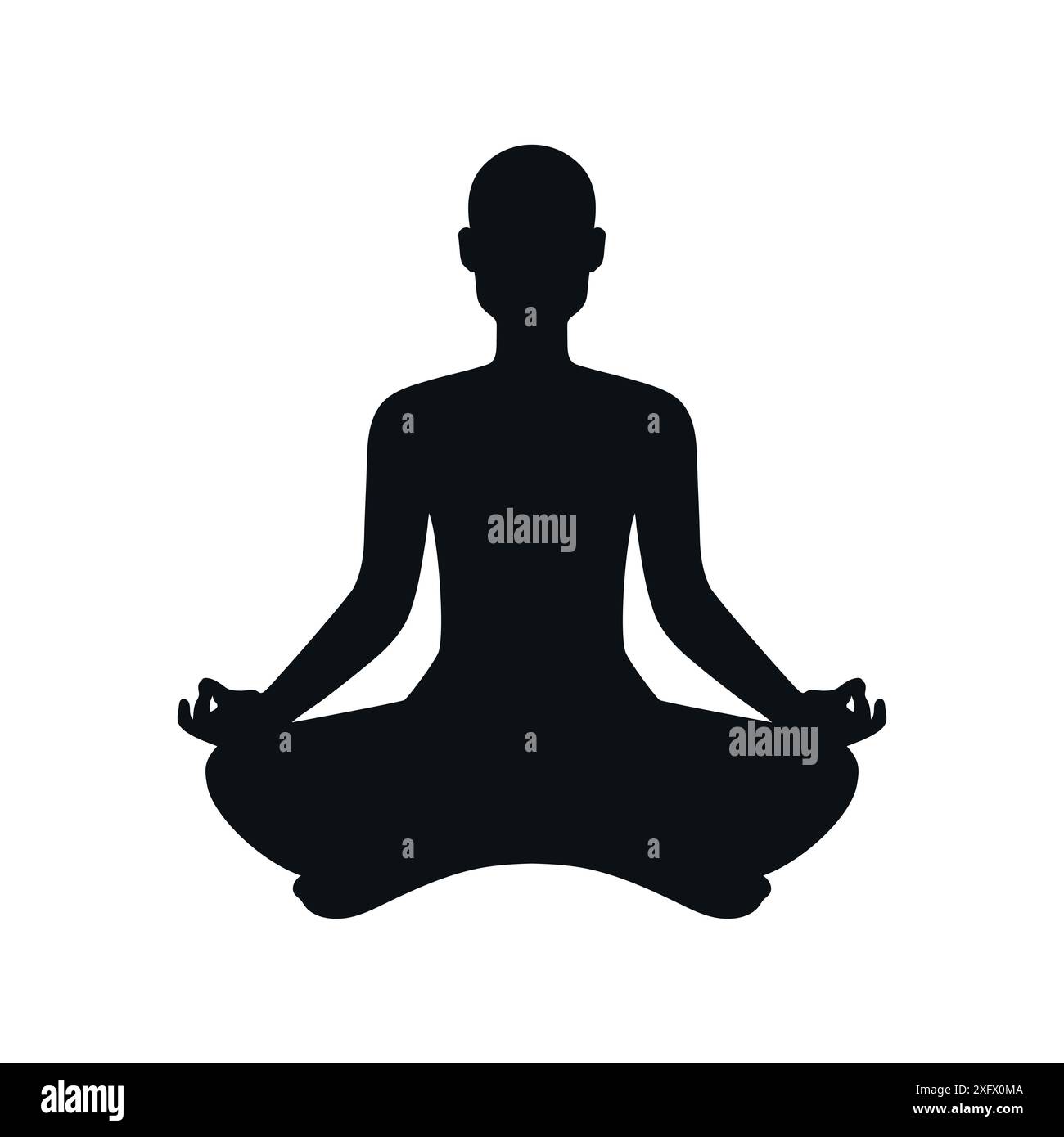 Abstract meditating bald man silhouette. Male sitting in lotus position ...