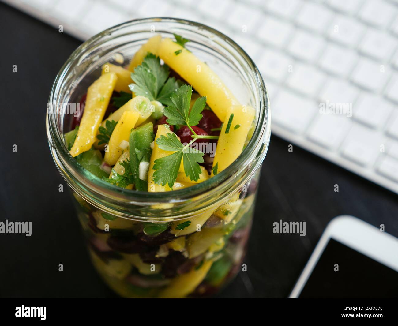 Lunch break with a classic three bean salad in a jar Stock Photo - Alamy