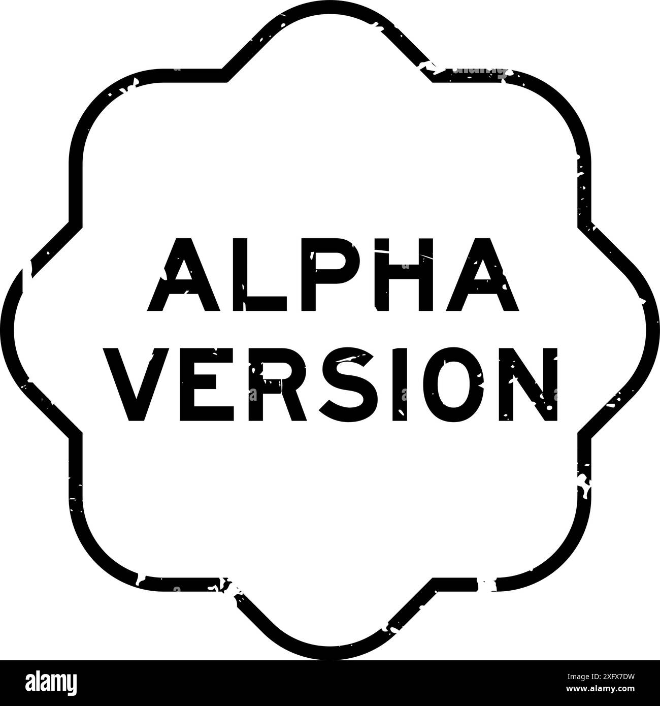 Grunge black alpha version word rubber seal stamp on white background Stock Vector