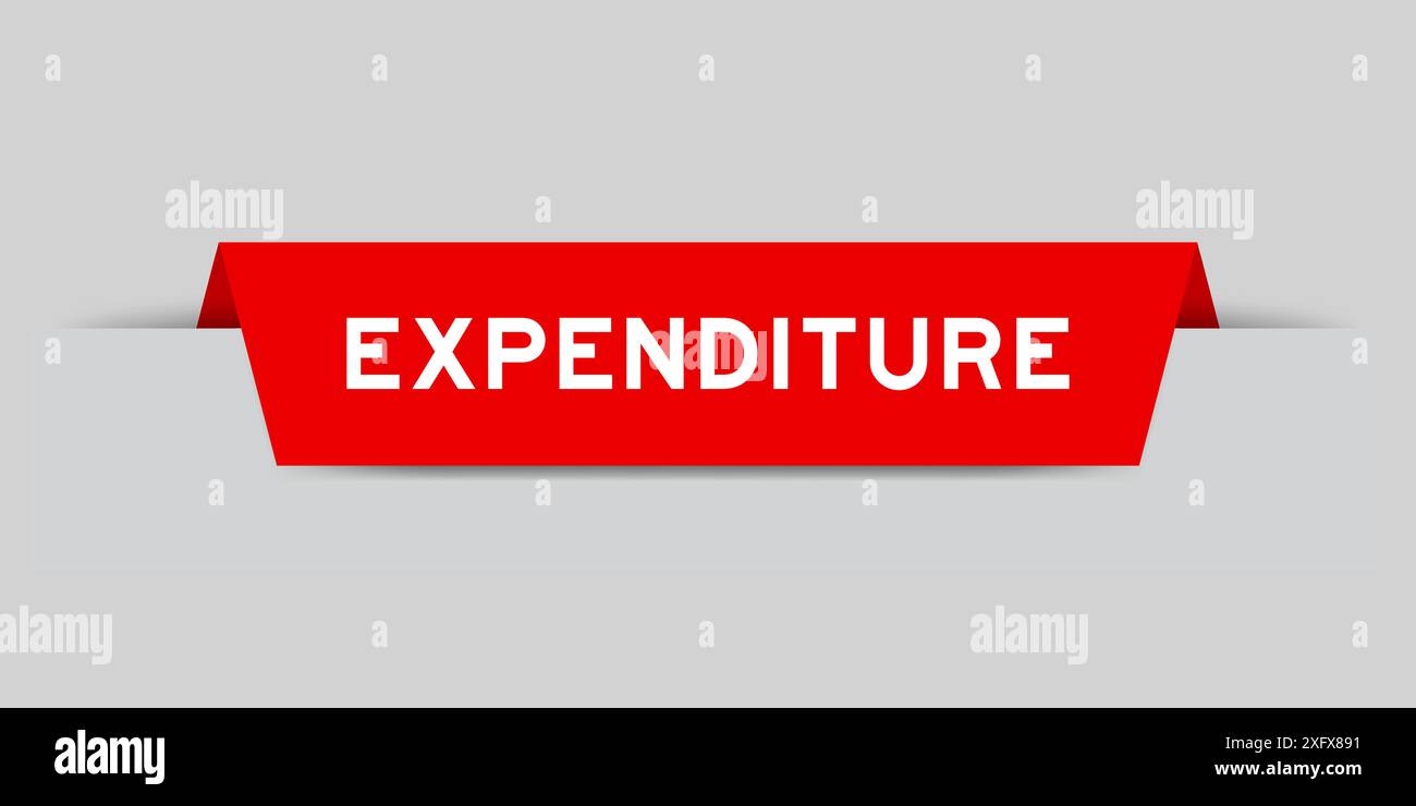 Red color inserted label with word expenditure on gray background Stock Vector