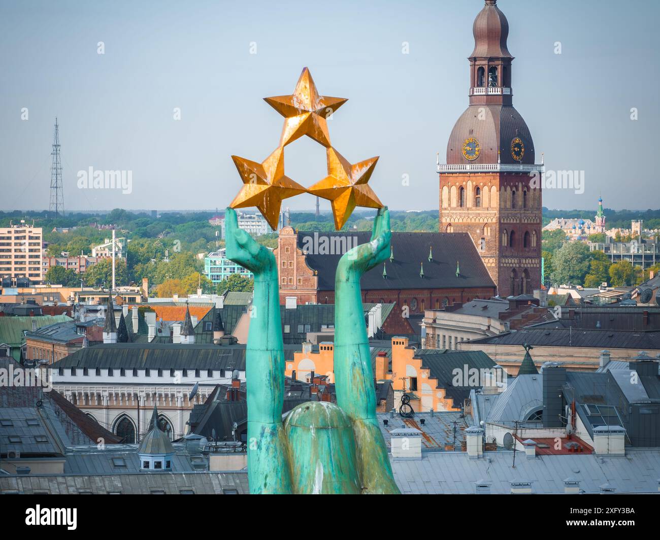 Aerial View of Riga Featuring the Iconic Riga Dome Cathedral in Latvia ...