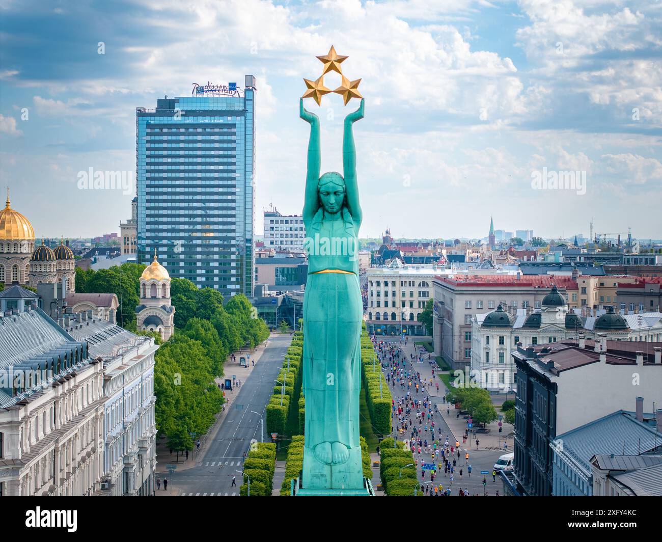 Aerial View of Freedom Monument During Riga Rimi Marathon 2024 Stock ...