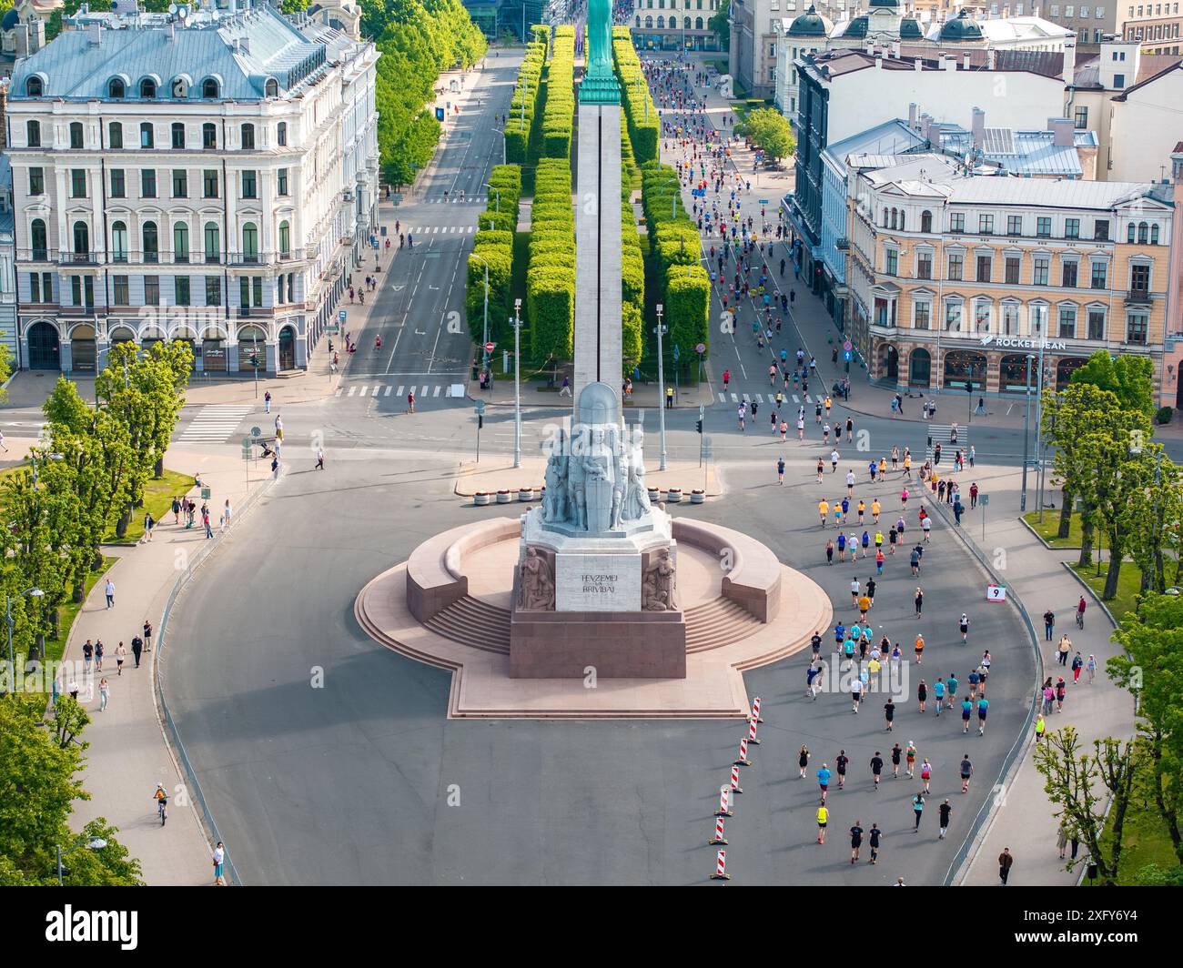 Aerial View of Freedom Monument During Riga Rimi Marathon 2024 in ...