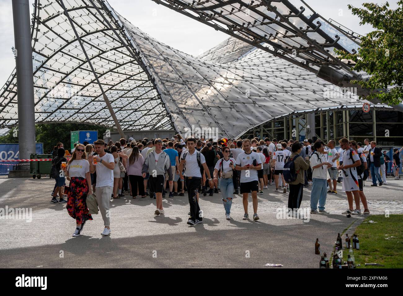 Munich, Bavaria, Germany July 5, 2024 Many fans in crowd in front of