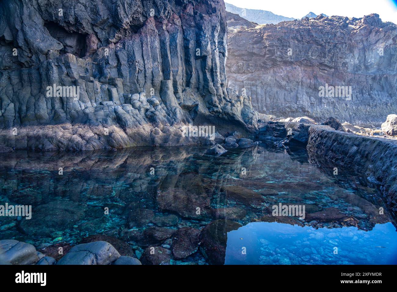 The natural volcanic pool charco de la laja hi-res stock photography ...