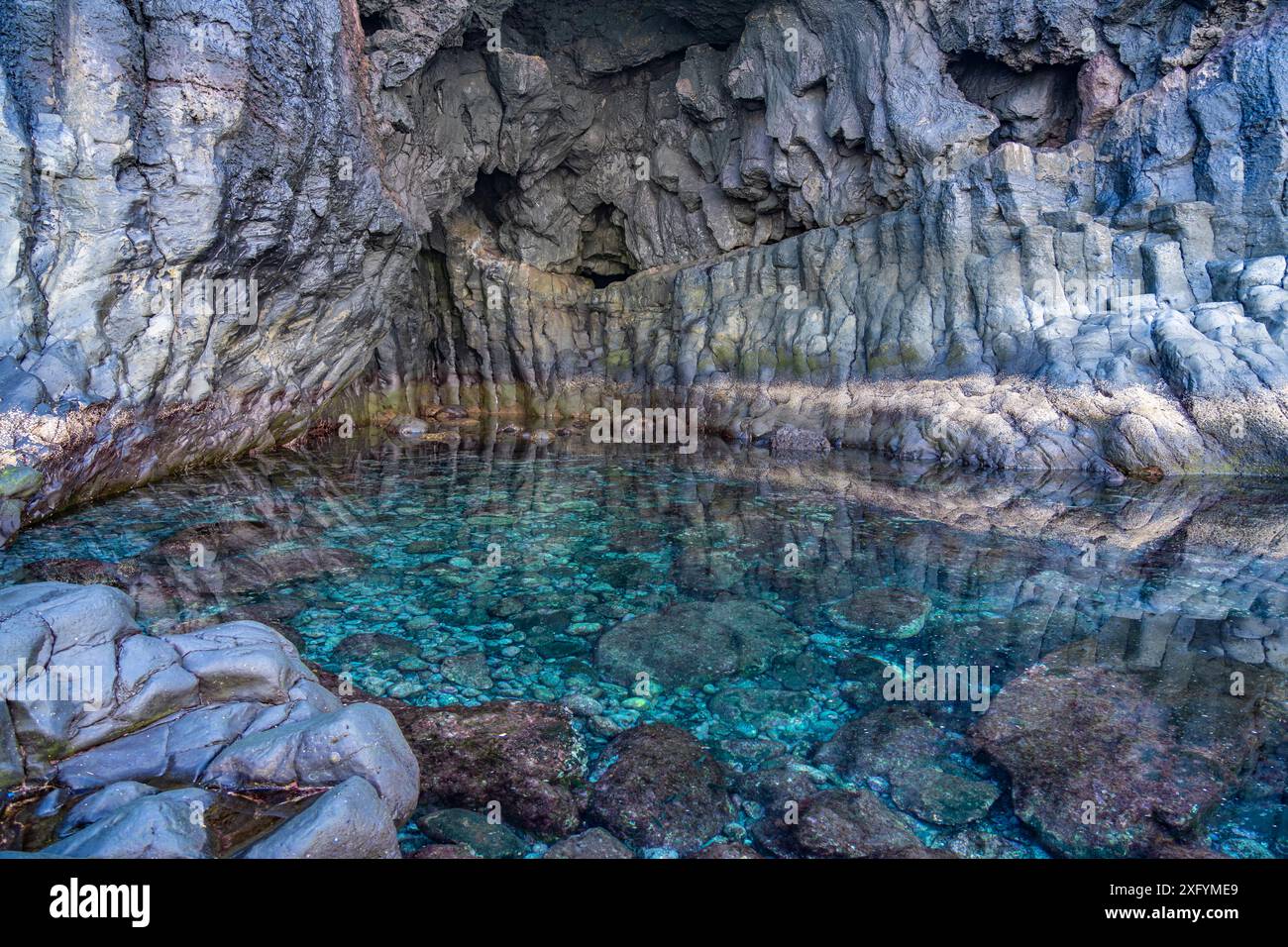 The natural volcanic pool Charco de la Laja, El Hierro, Canary Islands ...