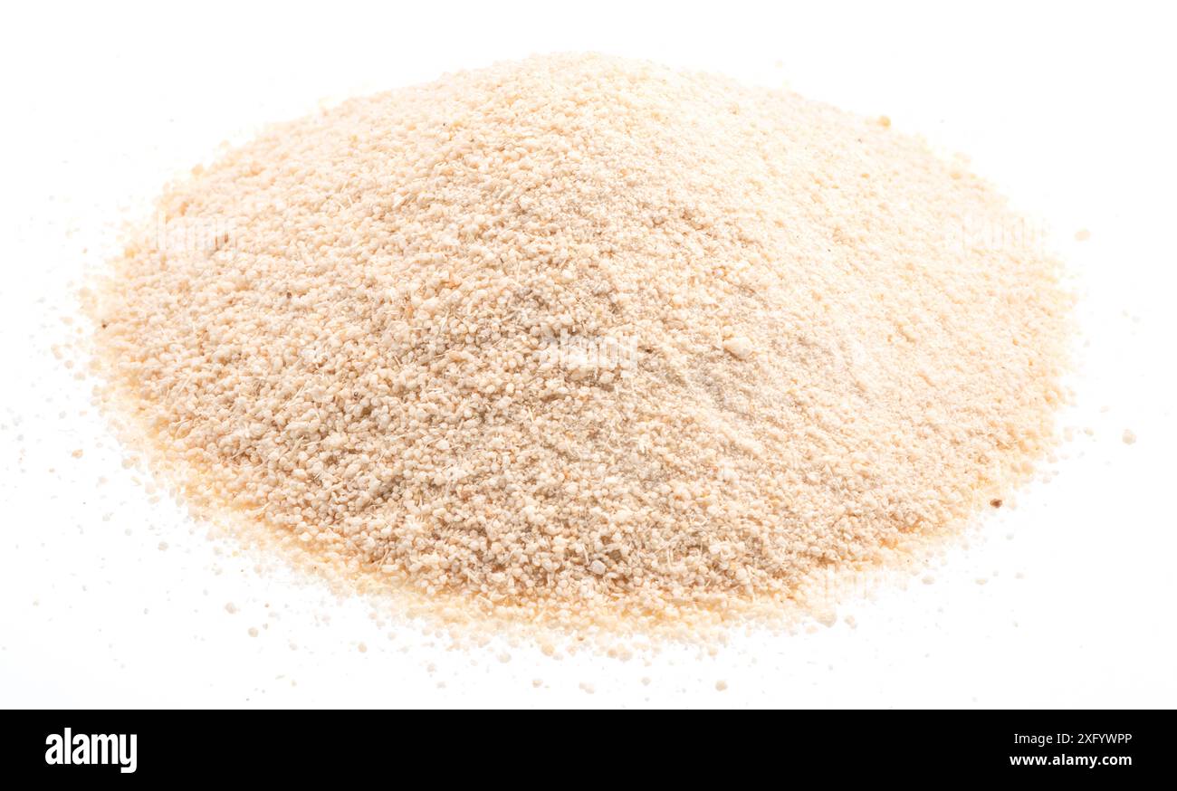 Pile of manioc or cassava flour isolated on white background Stock ...