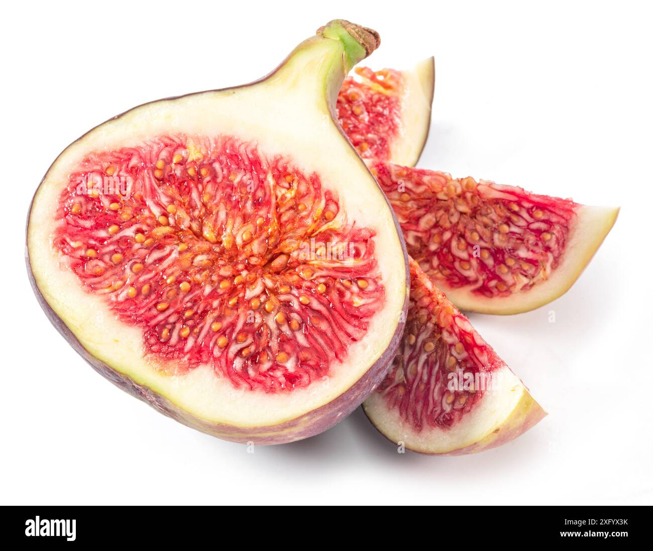 Fig fruit slices isolated on white background. Stock Photo