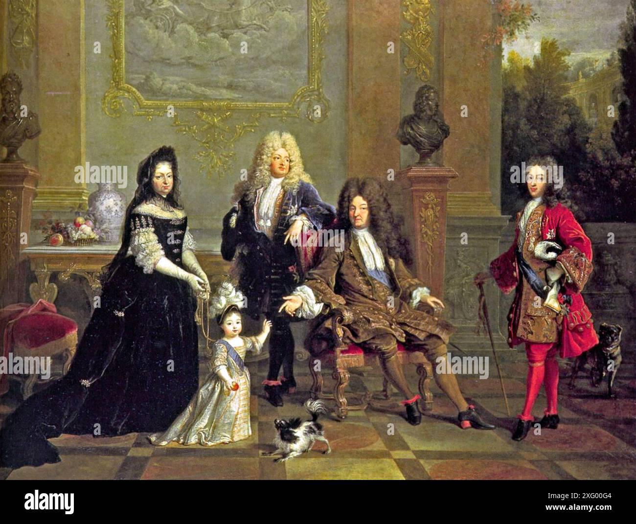 LOUIS XIV (1638-1715) with his family about 1715 Stock Photo