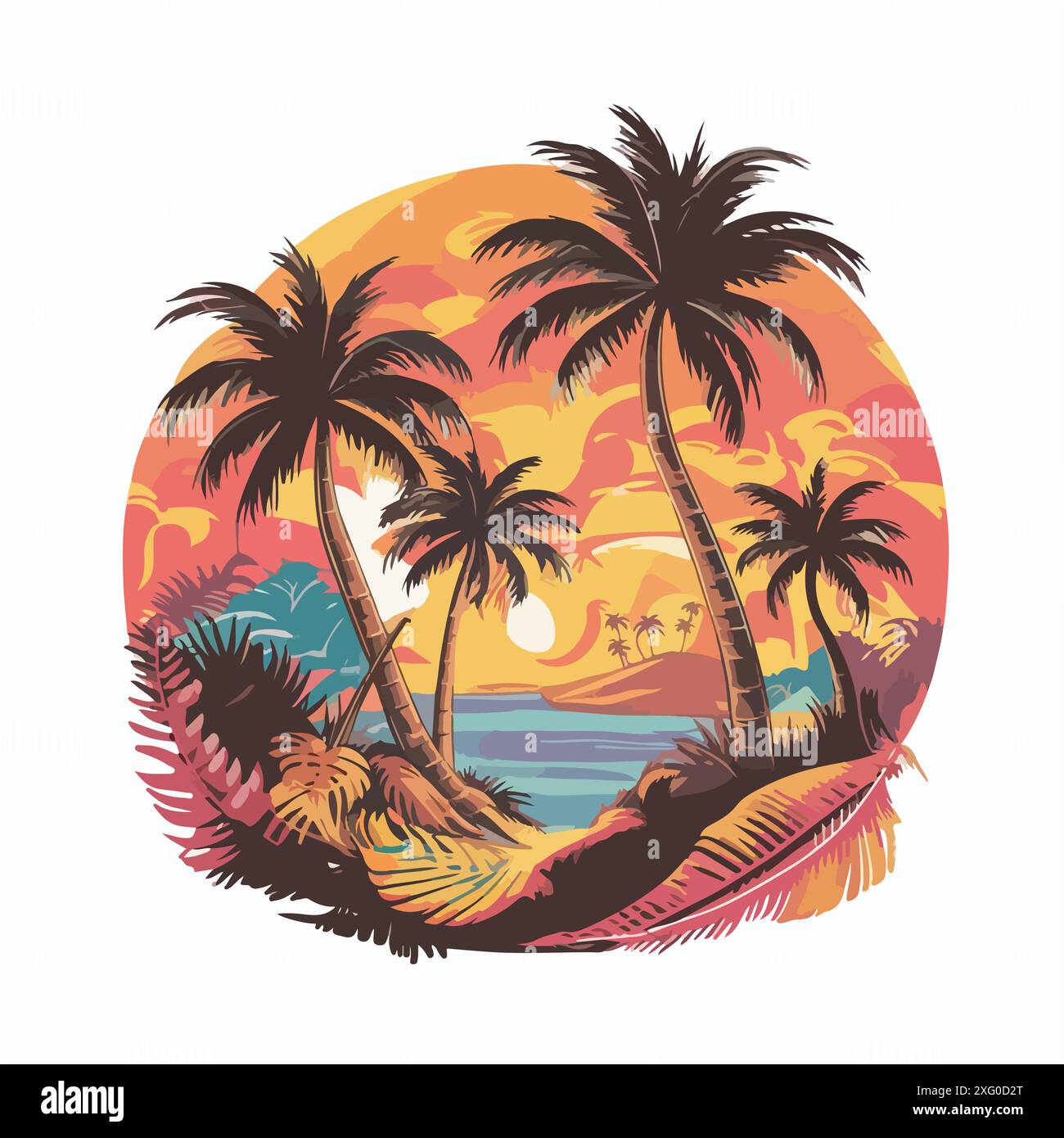Palm tree illustration vector Cut Out Stock Images & Pictures - Alamy