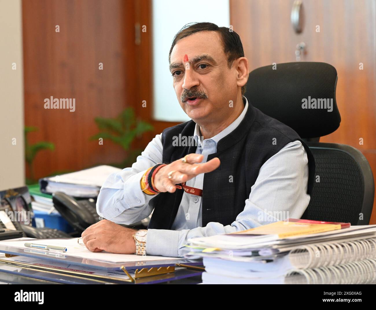 New Delhi, India. 05th July, 2024. NEW DELHI, INDIA - JULY 5: Managing Director DMRC Ltd. Vikas Kumar during the interview at Metro Bhawan Barakhamba Road on July 5, 2024 in New Delhi, India. (Photo by Sonu Mehta/Hindustan Times/Sipa USA) Credit: Sipa USA/Alamy Live News Stock Photo