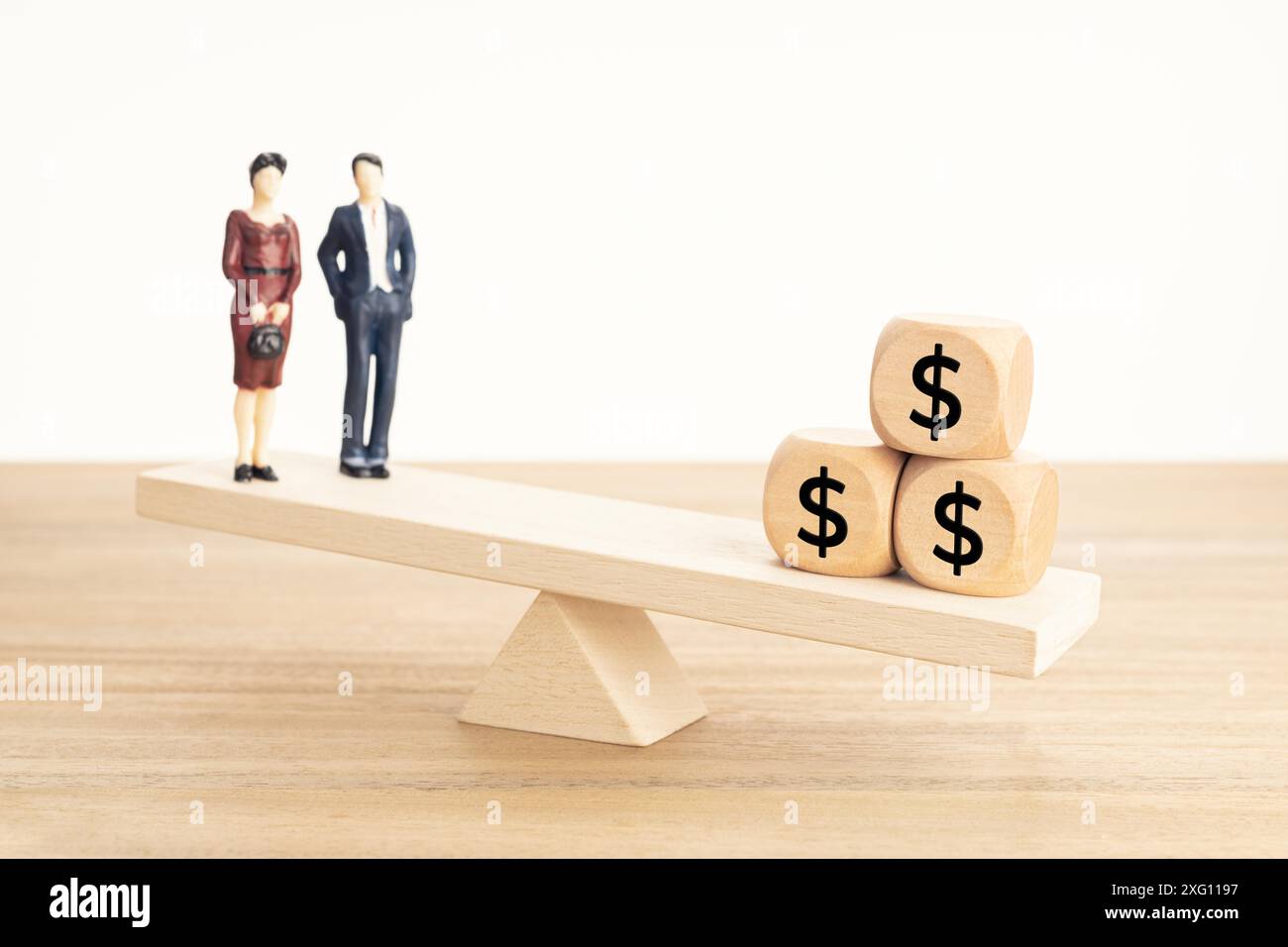 Life and Work or money balance concept. Couple figurine and dollar ...