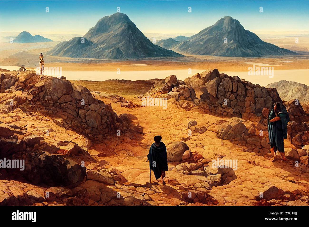 Illustration of Moses receiving the ten commandments at Mount Sinai ...
