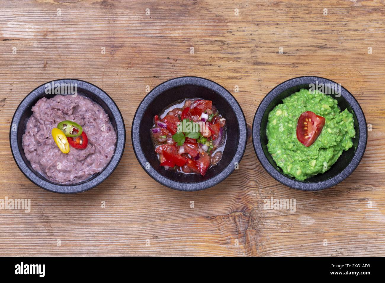 Mexican salsa on wood Stock Photo