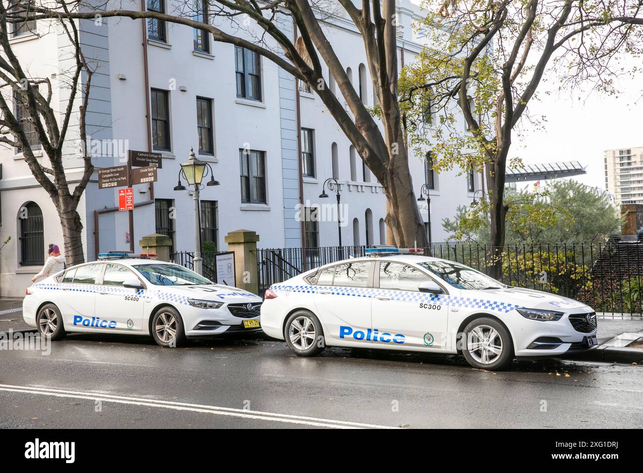 The Rocks Sydney, NSW police cars parked on George street in Sydney city centre,New South Wales,Australia Stock Photo