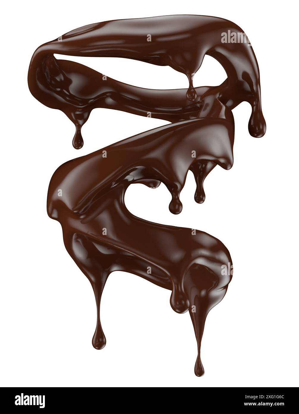 melted chocolate splash isolated on a white background. Clipping path. 3d render. Stock Photo
