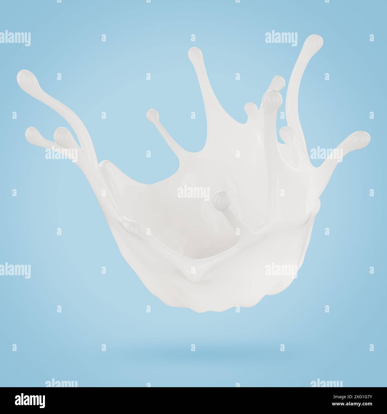 milk splash on the light blue background. 3d render Stock Photo - Alamy