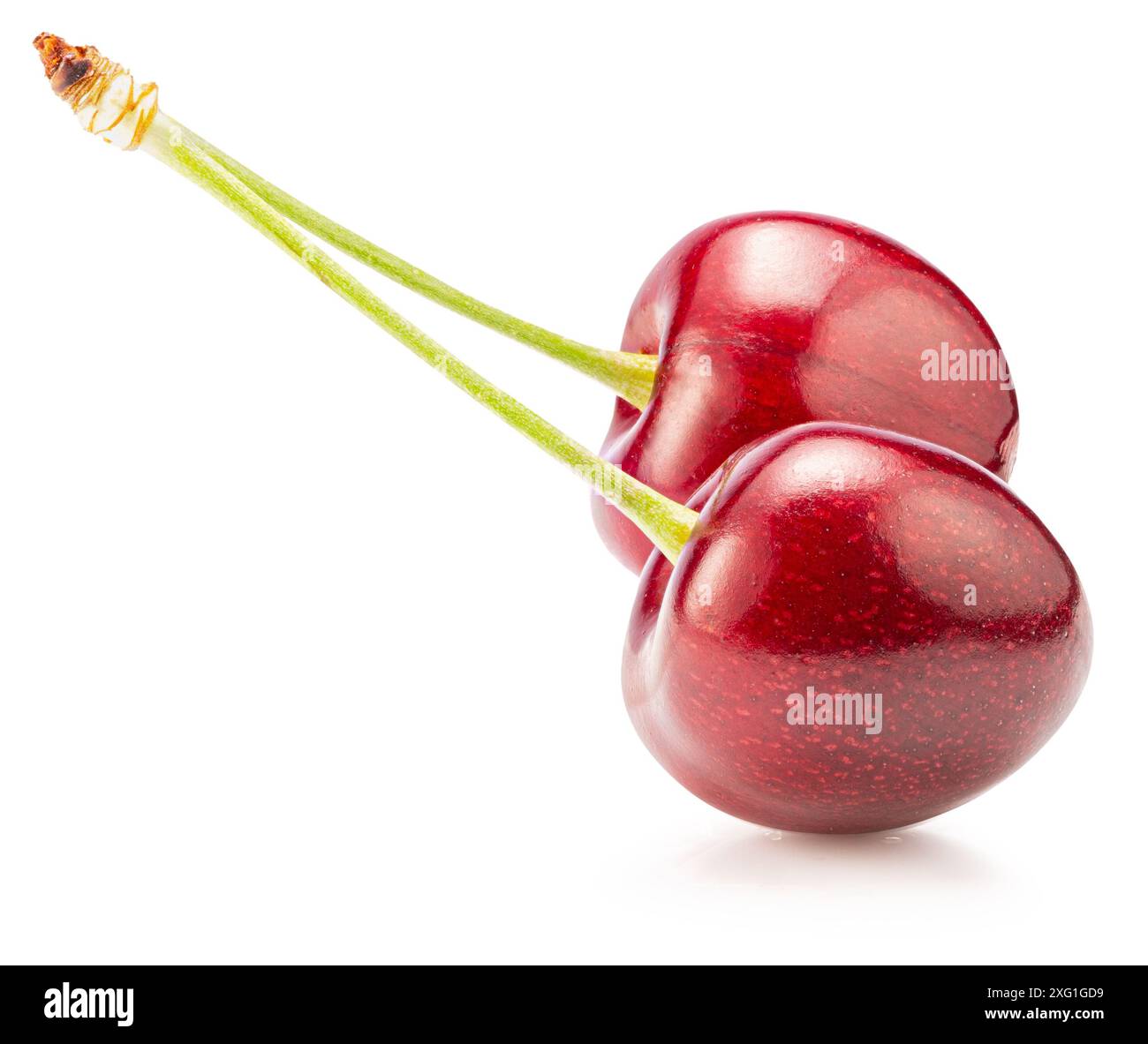 two sweet cherries isolated on a white background. Clipping path. Stock Photo
