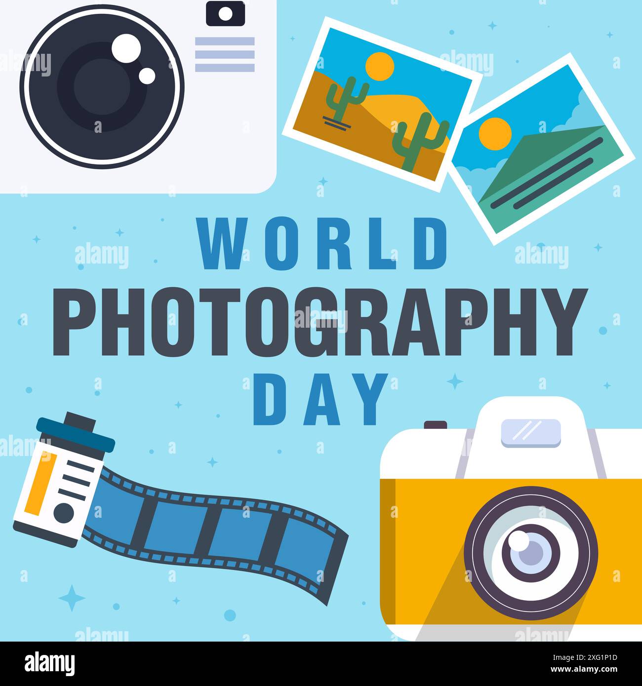 world photography day illustration in flat style design Stock Vector ...