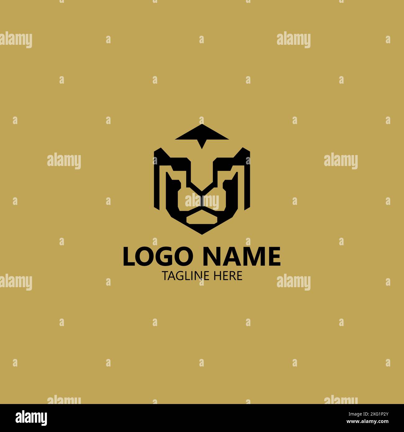 head lion hexagon logo design vector Stock Vector