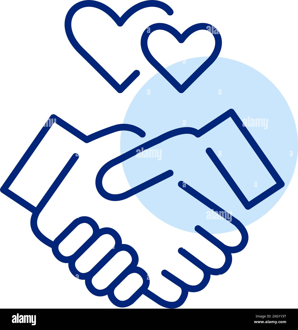 Handshake and hearts. Heartwarming partnership and emotional bonding. Pixel perfect, editable stroke icon Stock Vector