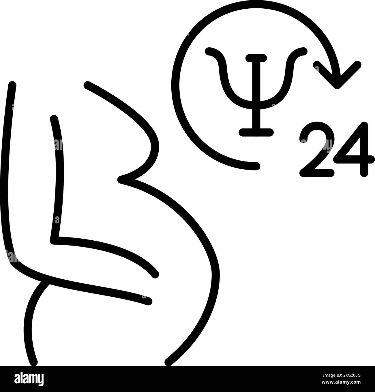 Pregnant woman, psychotherapy and 24 hour symbols. Round the clock