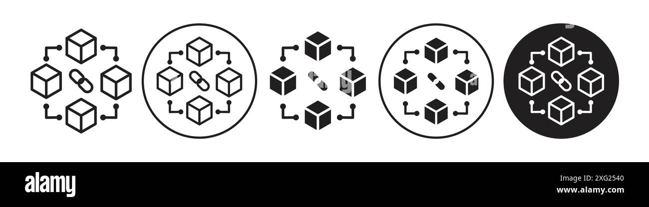 Block chain technology icon vector set collection for web vector set collection for app ui Stock Vector