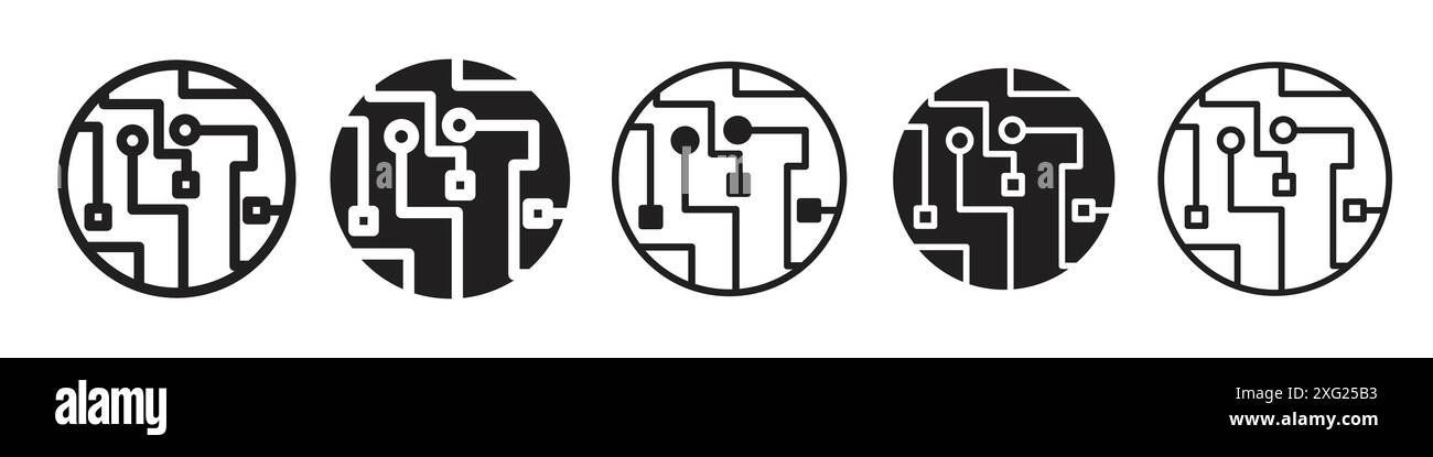 Circuit board icon vector set collection for web vector set collection for app ui Stock Vector