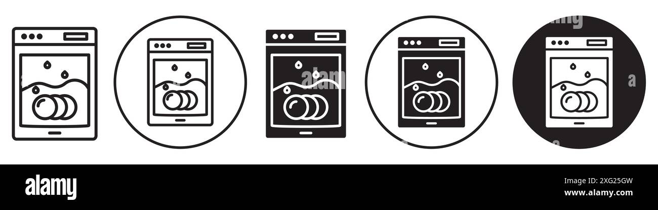 Dish washer icon vector set collection for web vector set collection for app ui Stock Vector