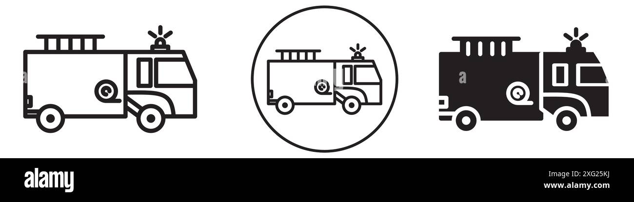 Fire Truck icon vector set collection for web vector set collection for app ui Stock Vector