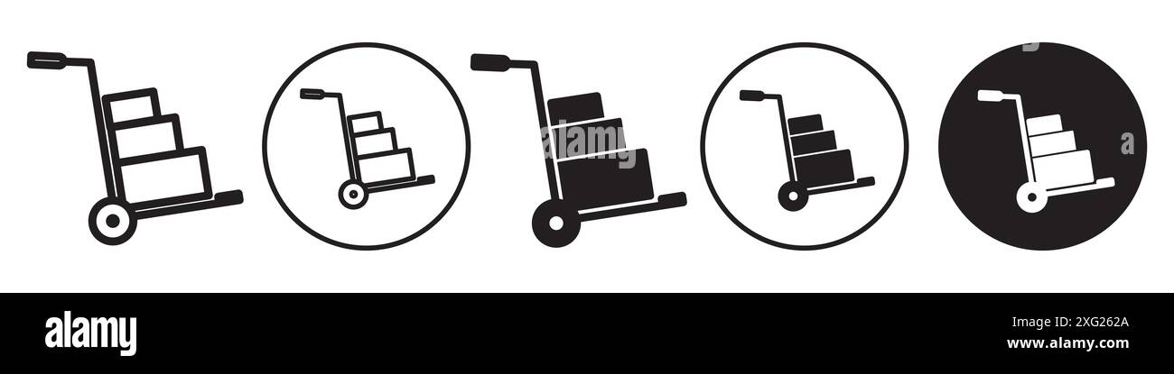 Hand Truck Icon vector set collection for web vector set collection for app ui Stock Vector