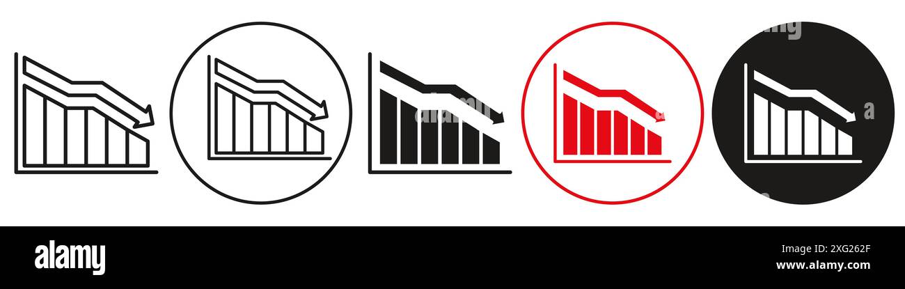 Loss Bar Chart Icon vector set collection for web vector set collection for app ui Stock Vector